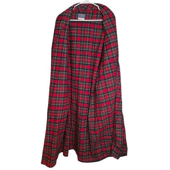 Vintage 1970s Pendleton 100% Wool Long Coat Tartan Plaid Christmas Red USA Made - Picture 7 of 10